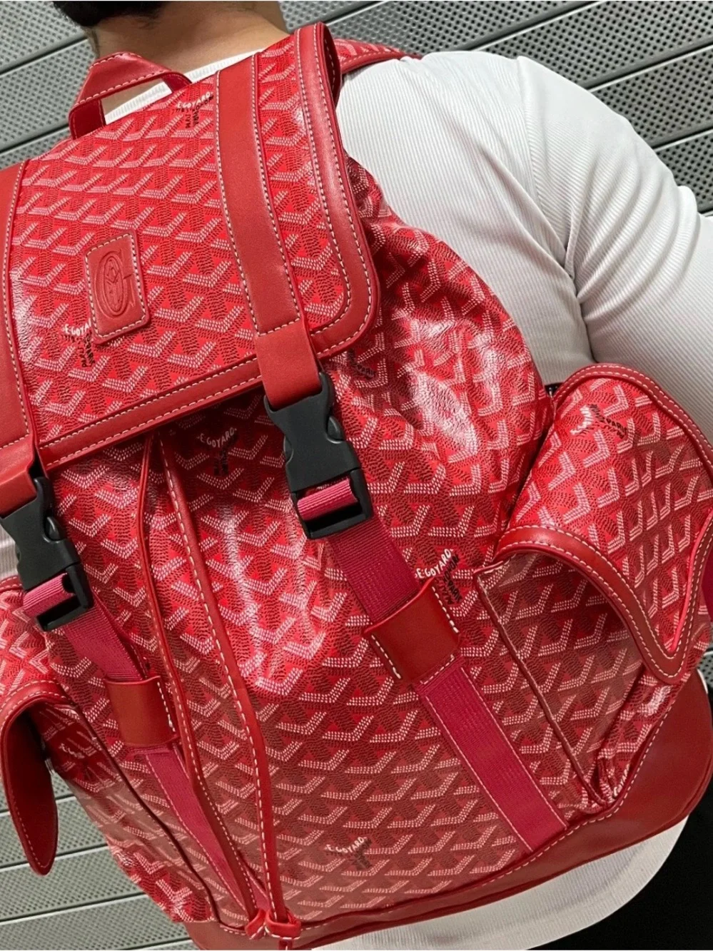 Red Monogram Women's Backpack - Fashion Tote